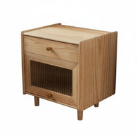 Japanese design Single-Drawer Nightstand Natural Finish Bedside Table Minimalist Design Bedroom Furniture Ample Storage for Homeowners, Students, Renters, Small Spaces, Living Room, Home, Office