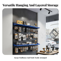Heavy Duty Tool Shelf High Load Capacity Metal Pegboard Shelf Cold-Rolled Steel Heavy Duty Pegboard Accessory for DIY Enthusiasts, Workshop, Warehouse