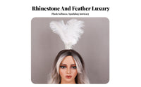 Crystal Feather Headdress Sparkling Crystal S Gothic Feather Crown Costume Accessory Large Feathers Headwear Adjustable