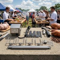 Stainless Steel Grill Rotisserie Kit with Electric Motor Universal Rotisserie Kit with Bracket Set Easy to Use Hassle Effortless for Outdoor Grilling