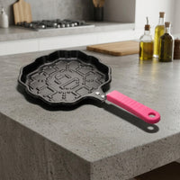 Sunflower Frying Pan Lightweight Flower Shaped Skillet Scalloped Pan Compact for Campers, Camping, Small Kitchens