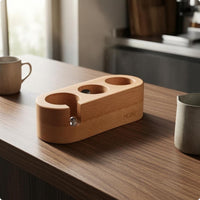 Silicone Pads Wooden Portafilter Stand Natural Wood Grain Portafilter Holder Stand Single-Piece Espresso Tool Organizer Compact