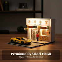 1:64 Scale Building Model With Lights Sand Table Architectural Model Detailed Miniature Cityscape Photography Prop for Collectors, Collection Showcase