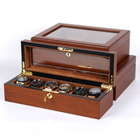 Coffee Glossy Watch Box, 6-Slot, for Watch Storage and Packaging