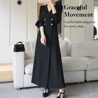 Maxi Dresses for Women Plus Size with V-Neck Design, Long Sleeve Polyester Dress for Occasions, Flared Fit up to 5XL for Comfort