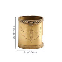Gold-Finish Cylindrical Storage Container Embossed Holder Decorative Container Ornate for Vanity