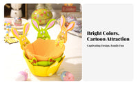 Cute Cartoon Design Felt Bunny Basket Collapsible Easter Bunny Candy Basket Foldable Kids Easter Tote Lightweight for Children