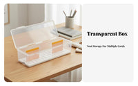 Card Storage Box Dustproof Clear Card Box Adjustable Dividers Small Item Container for Children, Students, Home Organization, Bedroom, Desktop