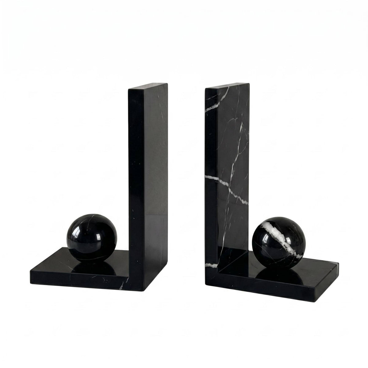 2 Pieces Marble Sphere Bookend Modern Chinese Design Book Holder Luxury