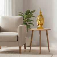 Golden Buddha Head Statue Decorative Buddha Head Statue Spiritual for Desktop