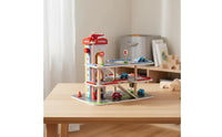 3 Level Car Garage Interactive Toy Vehicle Ramp Toy with Elevator Wooden Parking Center for Children, Young Children, Playroom, Nursery