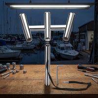 Retaining Strap Boat Fishing Rod Holder Polished Metal Multi-Angle Rod Holder