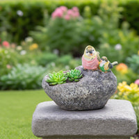 Creature Design Resin Bird Planter Vivid Color Bird Planter Handmade Look Resin Flower Pot Succulent Holder for Balcony, Patio