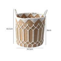 Open-Top Woven Laundry Basket Decorative Laundry Basket with Handles Round Hamper with Handles Versatile for Living Room