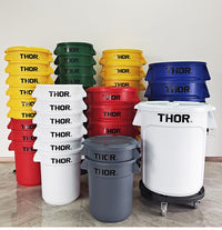 THOR桶收纳桶工业风ins高颜值垃圾桶户外绿植桶咖啡豆圆形储物桶 23L棕色桶不含盖33.5*38.7cm