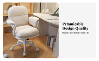 Adjustable Height Upholstered Rolling Armchair 360-Degree Swivel Desk Chair Ergonomic Design Indoor Seating Thickly Padded for Students, Home Office Workers, Pet Owners, Makeup Room, Bedroom