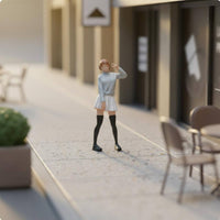 1:64 Scale Female Figure 3D Printed JK Style Mini Figurine Hand Painted Model Car Scene Figure for Hobbyists, Collectors