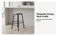 Minimalist Design Backless Round Stool Sturdy Construction Bar Chair Nordic Design Seating Furniture Rust-Proof for Homeowners, Adults, Kitchen Island, Counter, Cafe, Dining Room