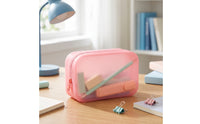 Semi-Transparent Silicone Cosmetic Bag Water-Resistant Silicone Makeup Pouch Lightweight Cosmetic Bag with Zipper Compact for Purse Organization