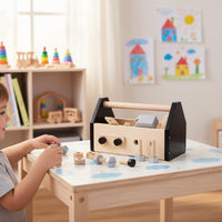 Wooden Toy Pretend Young Builders Carpenter Tool Set Fine Motor Skills Development Kids Wooden Tool Set for Preschoolers, Young Children