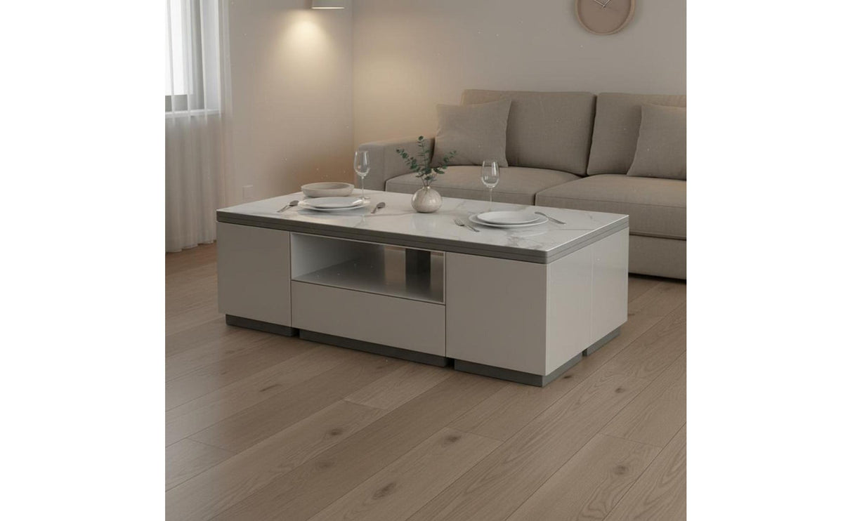 Sintered Stone Convertible Table Space Saving Extendable Coffee Dining Table for Small Apartment Dwellers