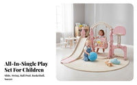 Safe Design Toddler Slide Swing Set Stable & Sturdy Toddler Slide and Swing Set Promotes Physical Skill Development 3 in 1 Kids Playset Rounded Border S for Toddlers, Parents, Indoors, Outdoor, Playroom, Living Room