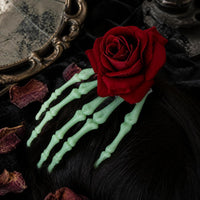 Halloween Rose Skull Hand Hair Clip Gothic Lolita Cosplay Accessory