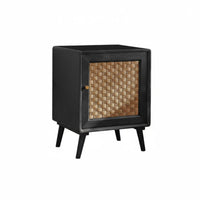 Modern Minimalist and design Rattan Drawer Nightstand Space-Saving Bedside Table sturdy Wood Feet Household Furniture Easy Assembly for Apartment Dwellers, residents, Interior Design fans, Bedroom, Small areas, Office