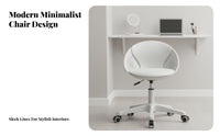 Height Adjustable Armless Vanity Chair Space-Saving Design Upholstered Caster Chair Ergonomic spine supportrest rotate Seat Mobile Casters for Small Apartment Residents, Home Workers, Students, Dressing Area, Study Room, Bedroom