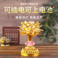Colorful Lotus LED Electronic Buddha Lamp, Rechargeable, for Home Use