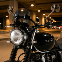 Vintage Style Motorcycle Front Windscreen Glossy Finish Round Windshield Glass Plate Preformed Slots Curved Glass Guard