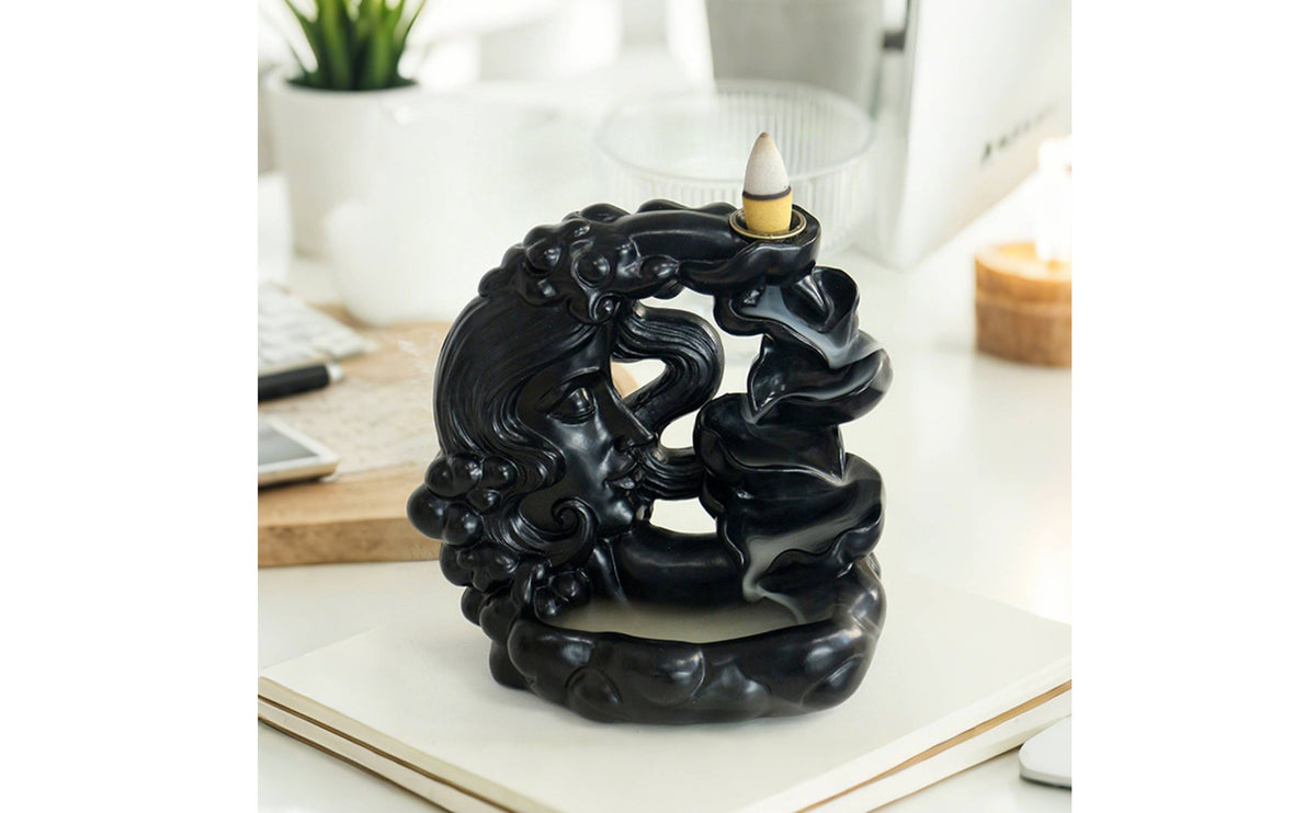 Moon Goddess Backflow Incense Burner Celestial Scent Dispenser Resin Waterfall Scent Dispenser Decorative Home Decor for Office