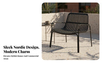 Comfortable Seating Nordic Design Accent Chair Weather-Resistant Minimalist Balcony Chair Sturdy and Long-Lasting Metal Frame Armchair Easy to Clean for Cafe Owners, Homeowners, Adults, Coffee Shop, Living Room, Garden, Reception Area