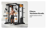 Guided Machine Workout Rack Combo Heavy-Duty Steel Frame Squat and Bench Press Rack Smooth Pulley System Multi-Functional Guided Machine