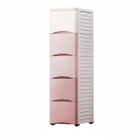 Space Saving Slim Space Cabinet Sturdy Construction 5-Drawer Slim Organizer Easy Assembly Narrow Chest of Drawers Large Capacity for Apartment Dwellers, Homeowners, Small Areas, Kitchen, Bathroom, Dorm Room