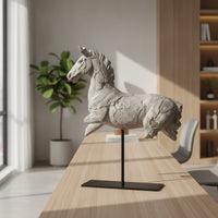 Horse Sculpture with Stand Galloping Tabletop Horse Statue Resin Decor for Art Collectors, Console Table, Bookshelf