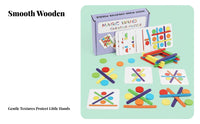 Natural Wood Construction Creative Thinking Brain Teaser Hand-Eye Coordination Wooden Color Matching Brain Teaser Fine Movement Skills Color Shape Matching Toy & Child-Safe for Children, Preschoolers, Toddlers, Kindergarten, Classroom