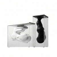 Abstract Tabletop Vase Centerpiece Sculptural Home Decor Clear Acrylic Vase Ornament for Desktop, Living Room