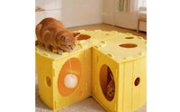 Scratchable Feline Tunnel House Cozy Felt Feline Tunnel Multi-Use Pet Furniture Space-Saving for Indoor