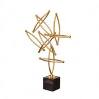 Geometric Star Sculpture Gold Sculpture with Marble Base Abstract Decorative Piece for Office
