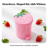Strawberry Trash Can Small Size Small Foot Pedal Trash Can Strawberry Shaped Garbage Bin Lidded Design Desktop Pedal Bin