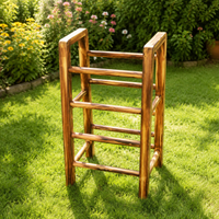 Carbonized Wooden Climbing Frame for Garden UK, Outdoor Kids Play Structure with Balance Beam, Physical Fitness Equipment for 7-14 Years