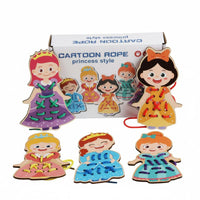 Lacing Board with Cord Fine Motor Wooden Lacing Toy Cartoon Threading Board for Preschoolers, Classroom