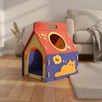 Colorful Design Felt Cat House Spacious Interior Portable Cat Shelter Easy Assembly DIY Felt Pet Cave Multi-Hole for Kittens