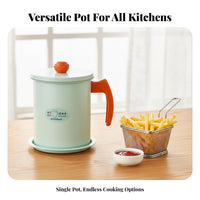 Oil Drain Drainer Rack Deep Fryer Pot with Basket Food-Grade Material Multifunctional Cooking Pot Works on All Stovetops Japanese Design Tempura Fryer Even Heating for Home Cooks, Beginners, Kitchen