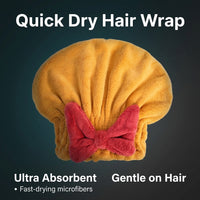 Microfiber Turban Towel for Adults Post Bath, Super Absorbent Wrap for Quick Drying, Anti-Frizz Thick Material Cap, Cute Design for Women Wet