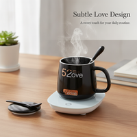 55°C Smart Mug Warmer with Ceramic Milk Mug, Automatic Constant Temperature Heating Coaster
