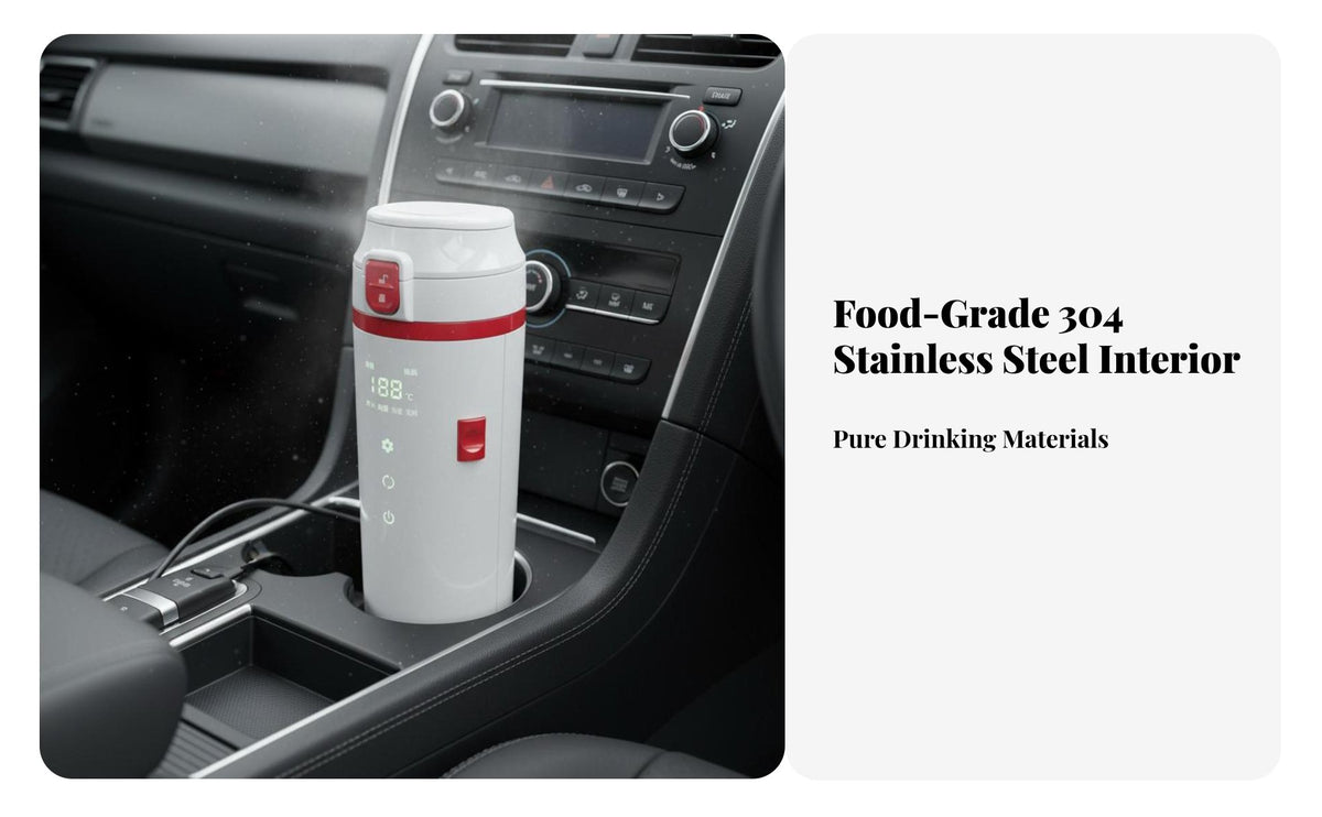 12V 24V Heating Mug Heat Preservation Vehicle-Powered Heating Mug Fast Boiling Electric Car Kettle for Truck Drivers, Long-Distance Driving