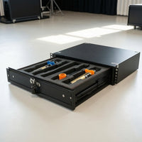 Lockable 19" 2U Drawer Travel Case, Universal Microphone Receiver Rack Drawer