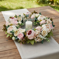Easy to Clean Artificial Blossom Wreath Colorful Floral Door Wreath Handmade Look Home Decor No Special Maintenance